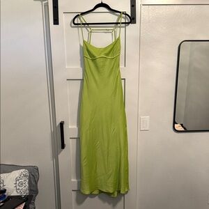 Elegant Lime Green Spaghetti Strap Dress